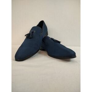 Bruno Marc, Men's Loafer with Tassels, Slip-on, Woven Texture, Blue, Size 13